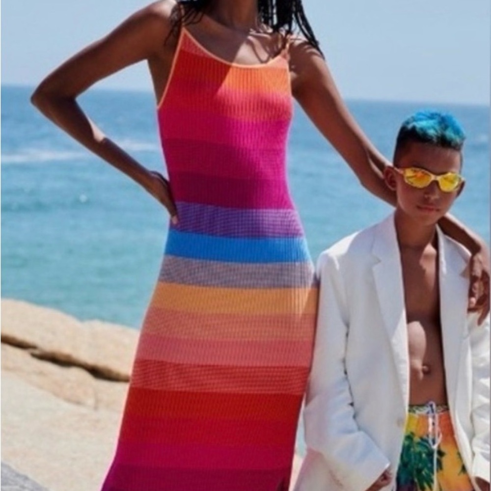 Banana Republic Pride 2020 Rainbow Knit Midi Dress